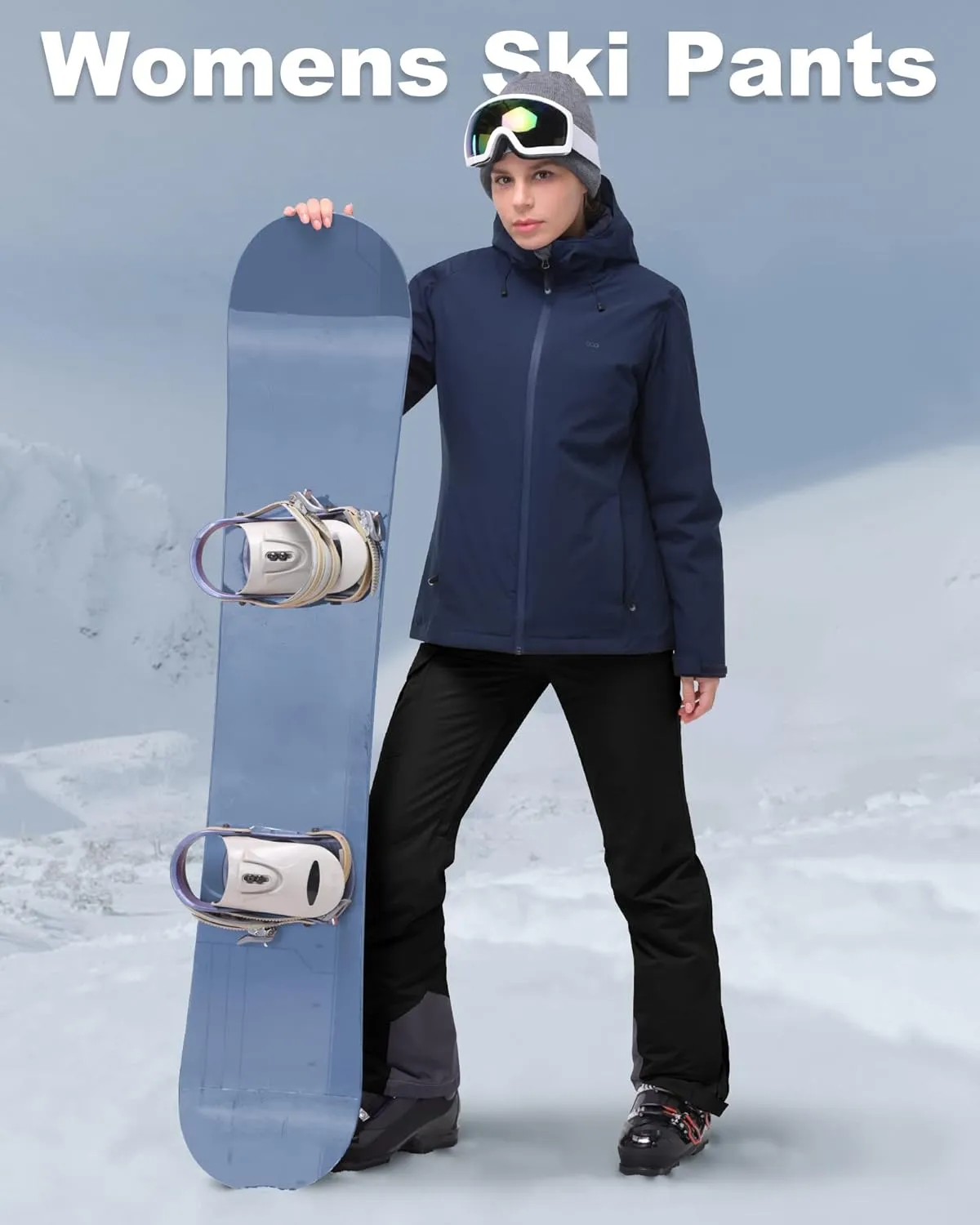 33,000ft Women's Insulated Snow Pants, Waterproof Snowboard Ski Pants with Boot Gaiters