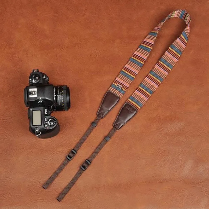 Canon Stripe Handmade Leather Camera Strap - 8270