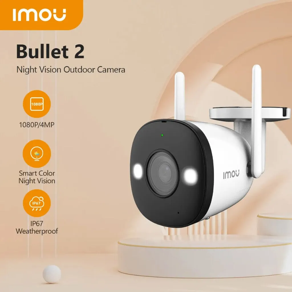 Dahua Imou Bullet 2E 3MP & 5MP IP Security Outdoor Camera Color Night Vision 2 Way Audio Wifi 8x Digital Zoom H.265