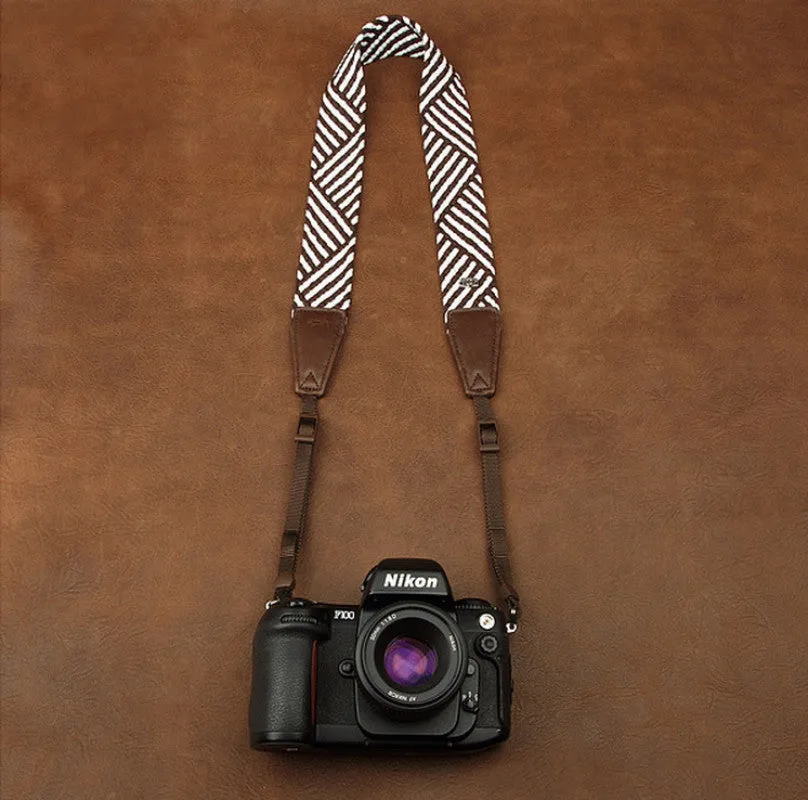 DSLR Coffee Stripe Strap  Handmade Leather Camera Strap 8666