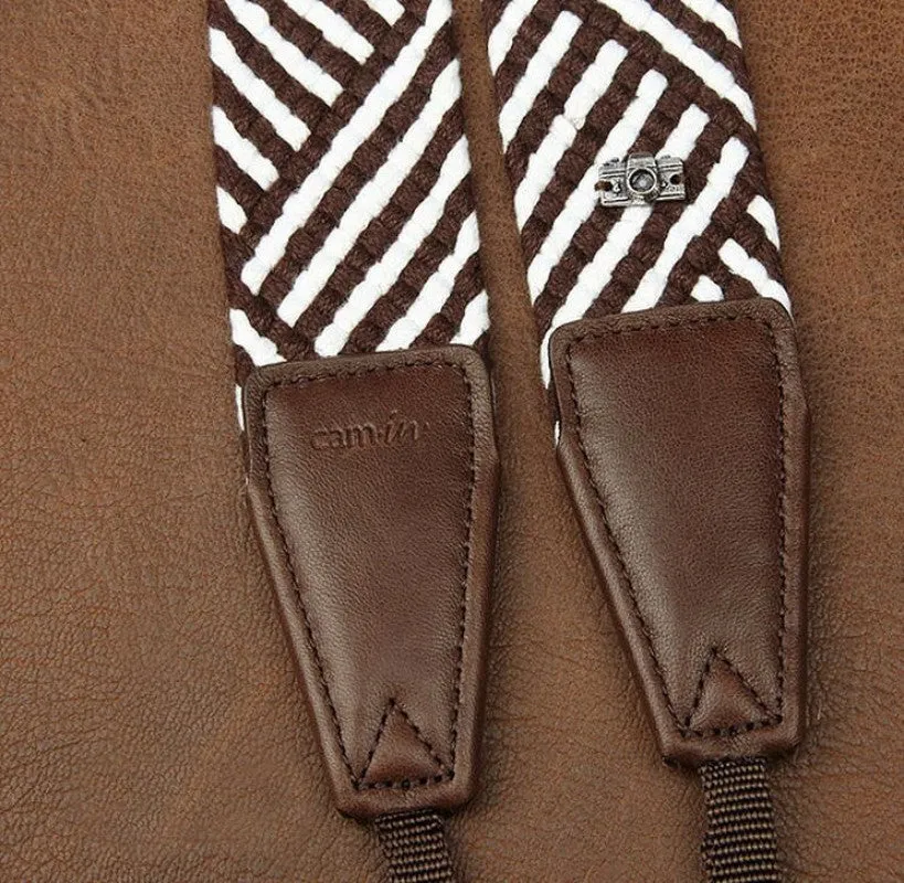 DSLR Coffee Stripe Strap  Handmade Leather Camera Strap 8666