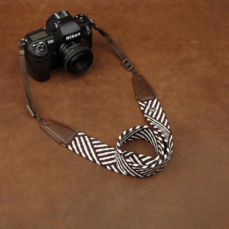DSLR Coffee Stripe Strap  Handmade Leather Camera Strap 8666