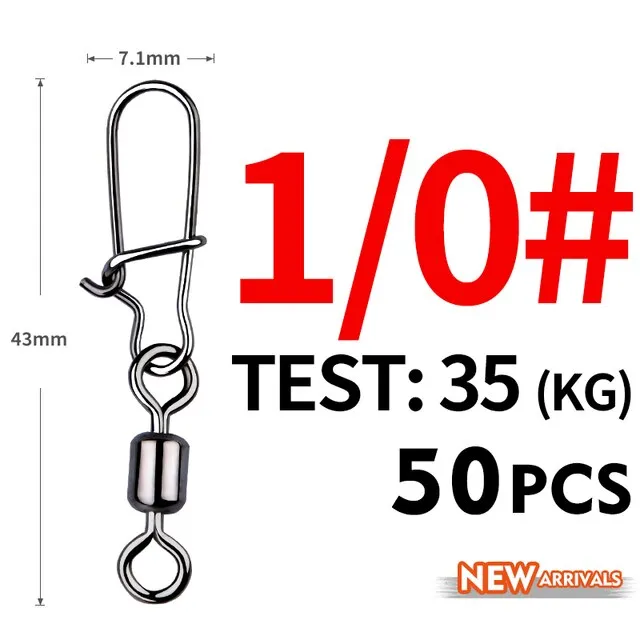 Fishhook 50PCS Pike Fishing Accessories Connector Pin Bearing Rolling Swivel Stainless Steel Snap Fishhook Lure Swivels Tackle