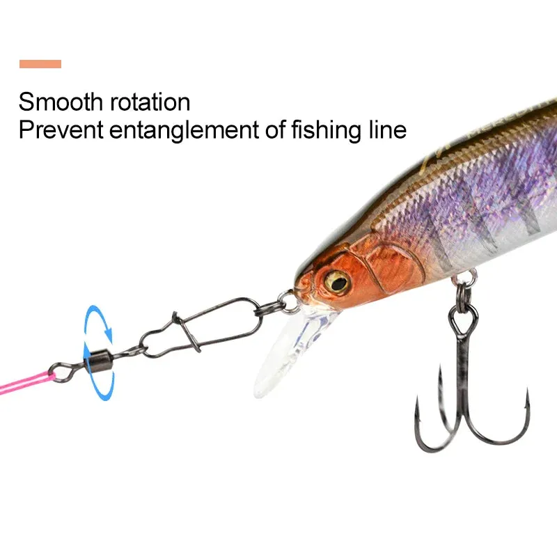 Fishhook 50PCS Pike Fishing Accessories Connector Pin Bearing Rolling Swivel Stainless Steel Snap Fishhook Lure Swivels Tackle