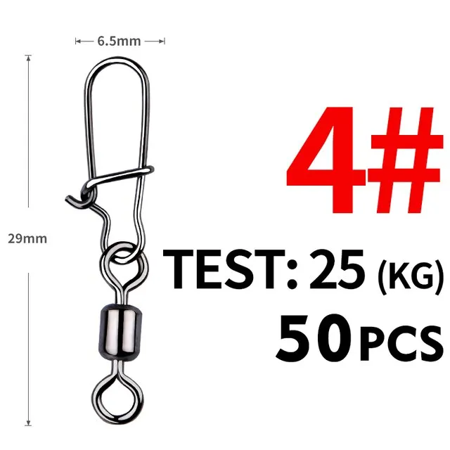 Fishhook 50PCS Pike Fishing Accessories Connector Pin Bearing Rolling Swivel Stainless Steel Snap Fishhook Lure Swivels Tackle