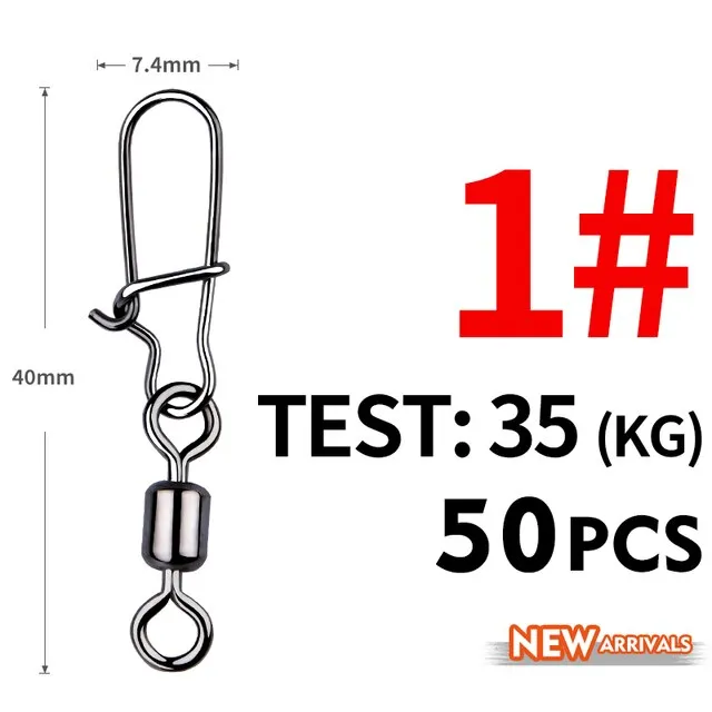 Fishhook 50PCS Pike Fishing Accessories Connector Pin Bearing Rolling Swivel Stainless Steel Snap Fishhook Lure Swivels Tackle