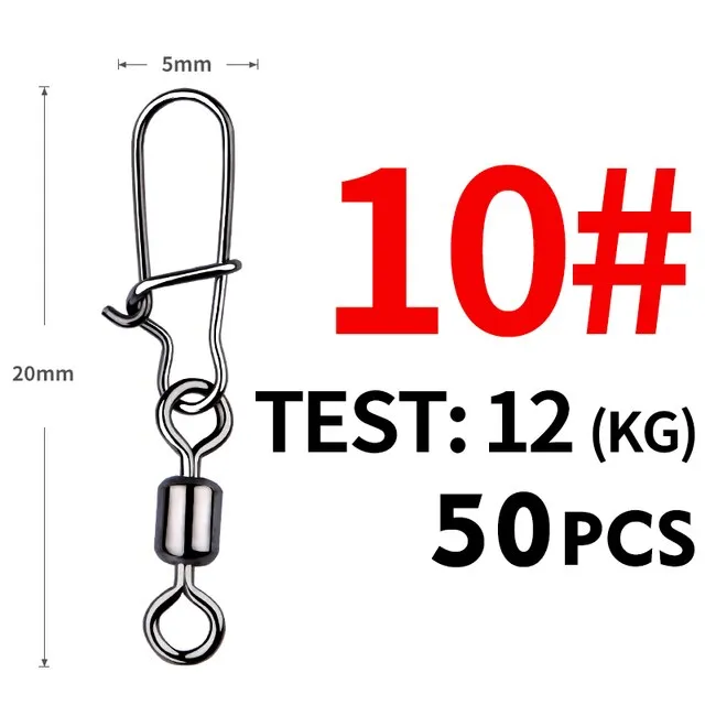 Fishhook 50PCS Pike Fishing Accessories Connector Pin Bearing Rolling Swivel Stainless Steel Snap Fishhook Lure Swivels Tackle