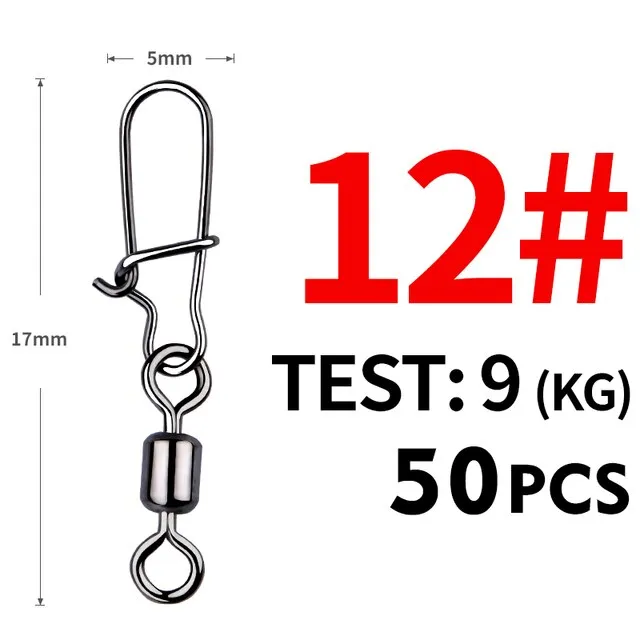 Fishhook 50PCS Pike Fishing Accessories Connector Pin Bearing Rolling Swivel Stainless Steel Snap Fishhook Lure Swivels Tackle