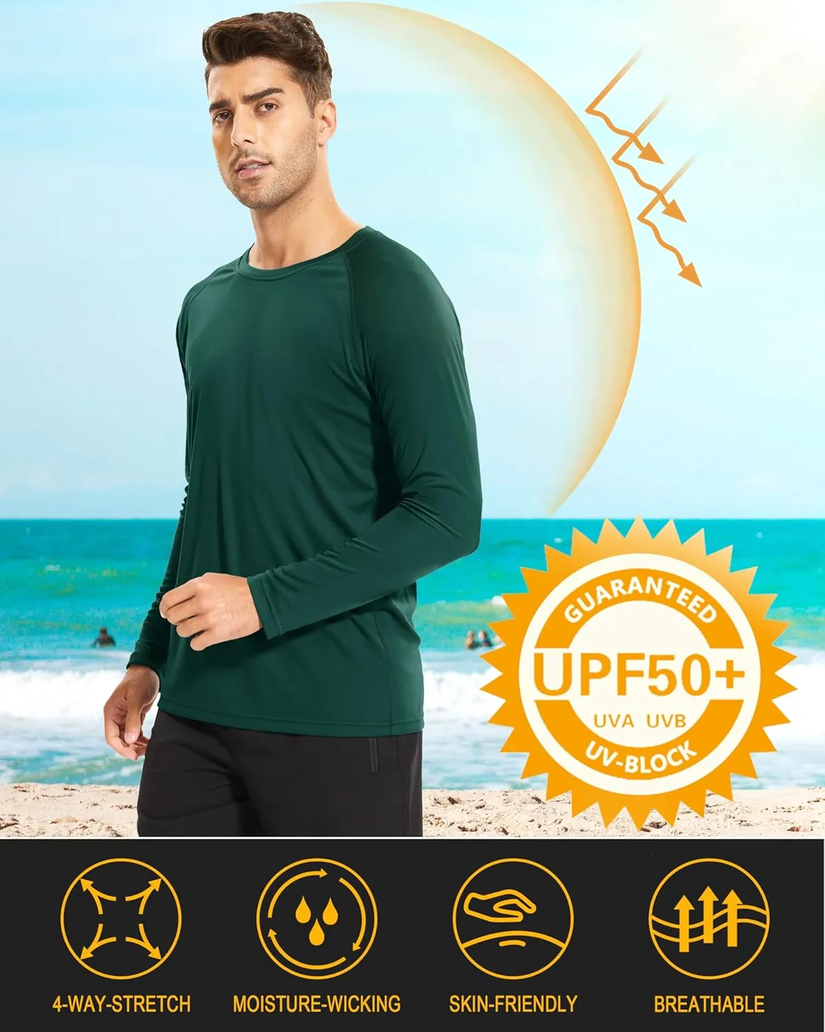 MAGCOMSEN Men's Long Sleeve Shirts UPF 50  UV Sun Protection Athletic Shirts for Hiking Running Workout Rash Guard