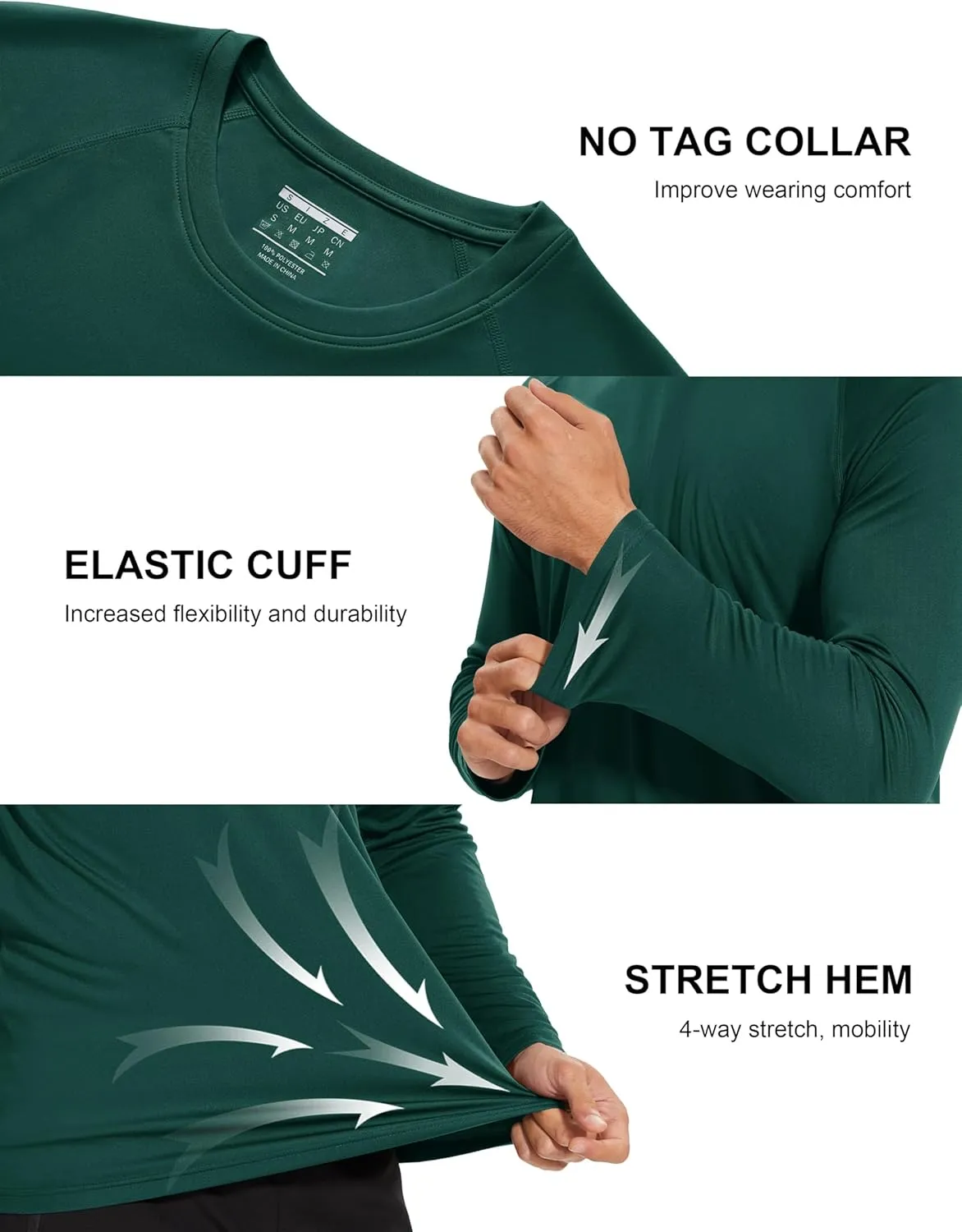 MAGCOMSEN Men's Long Sleeve Shirts UPF 50  UV Sun Protection Athletic Shirts for Hiking Running Workout Rash Guard