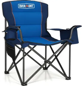 Overmont Oversized Folding Camping Chair - 450lbs Support with Padded Cushion Cooler Pockets - Heavy Duty Collapsible Chairs for Sports Garden Beach Fishing