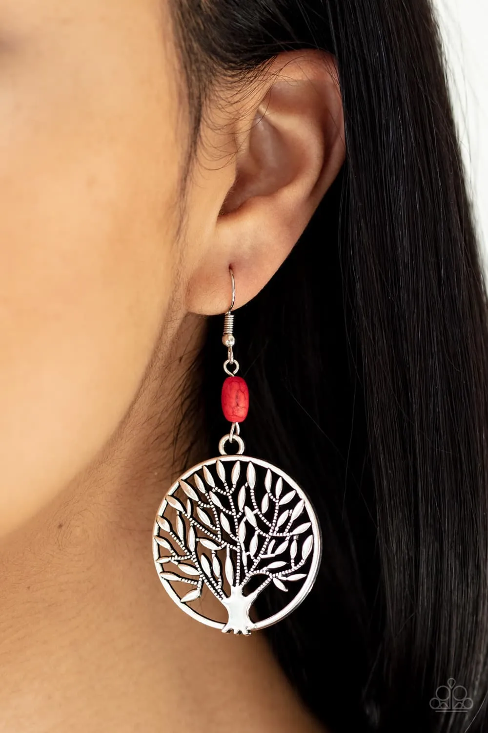 Paparazzi Bountiful Branches Red Fishhook Earrings