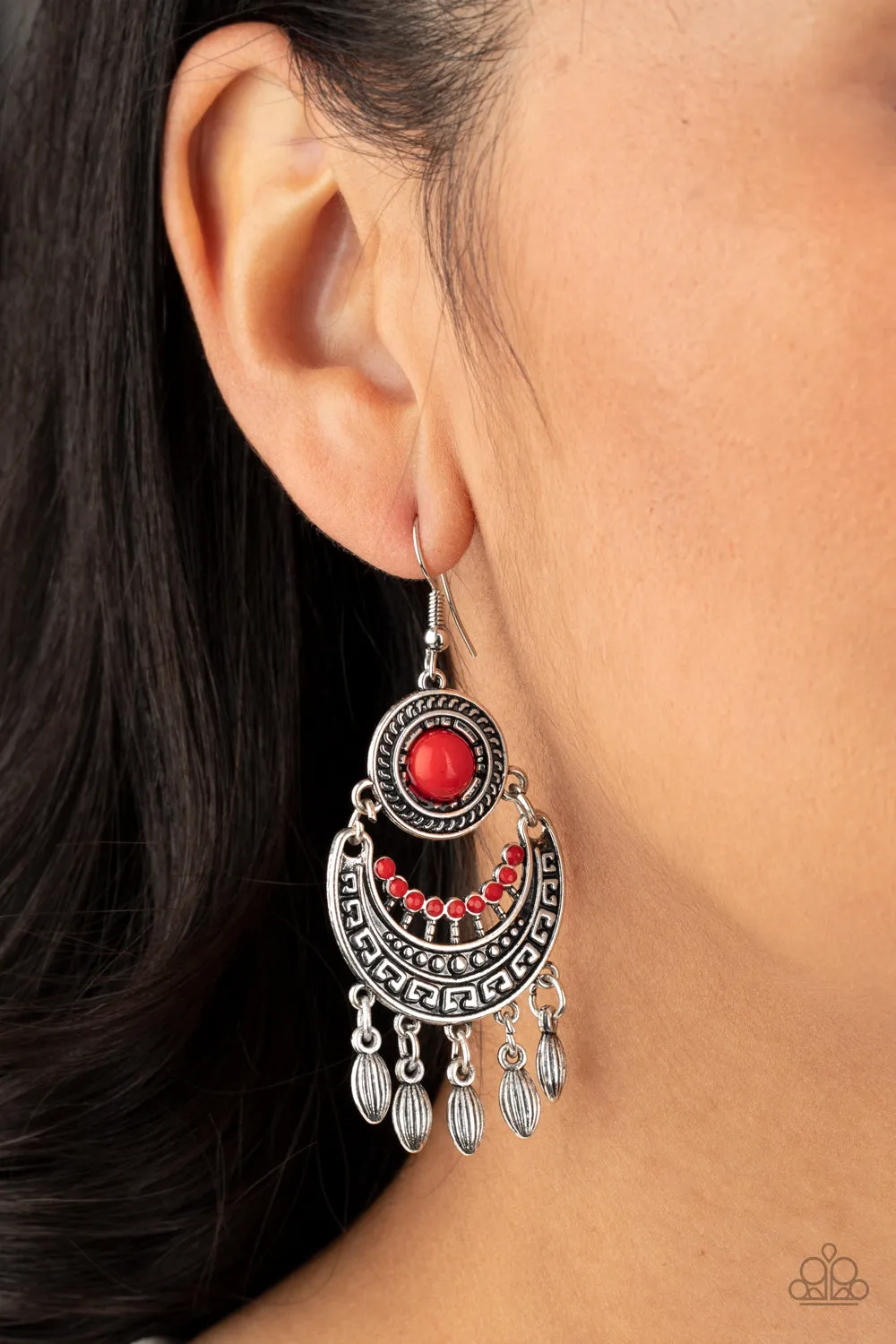 Paparazzi Mantra To Mantra Red Fishhook Earrings - P5TR-RDXX-084XX