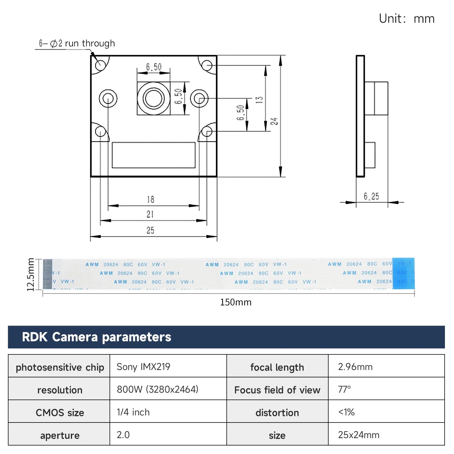RDK X3 Camera Module With 77° FOV
