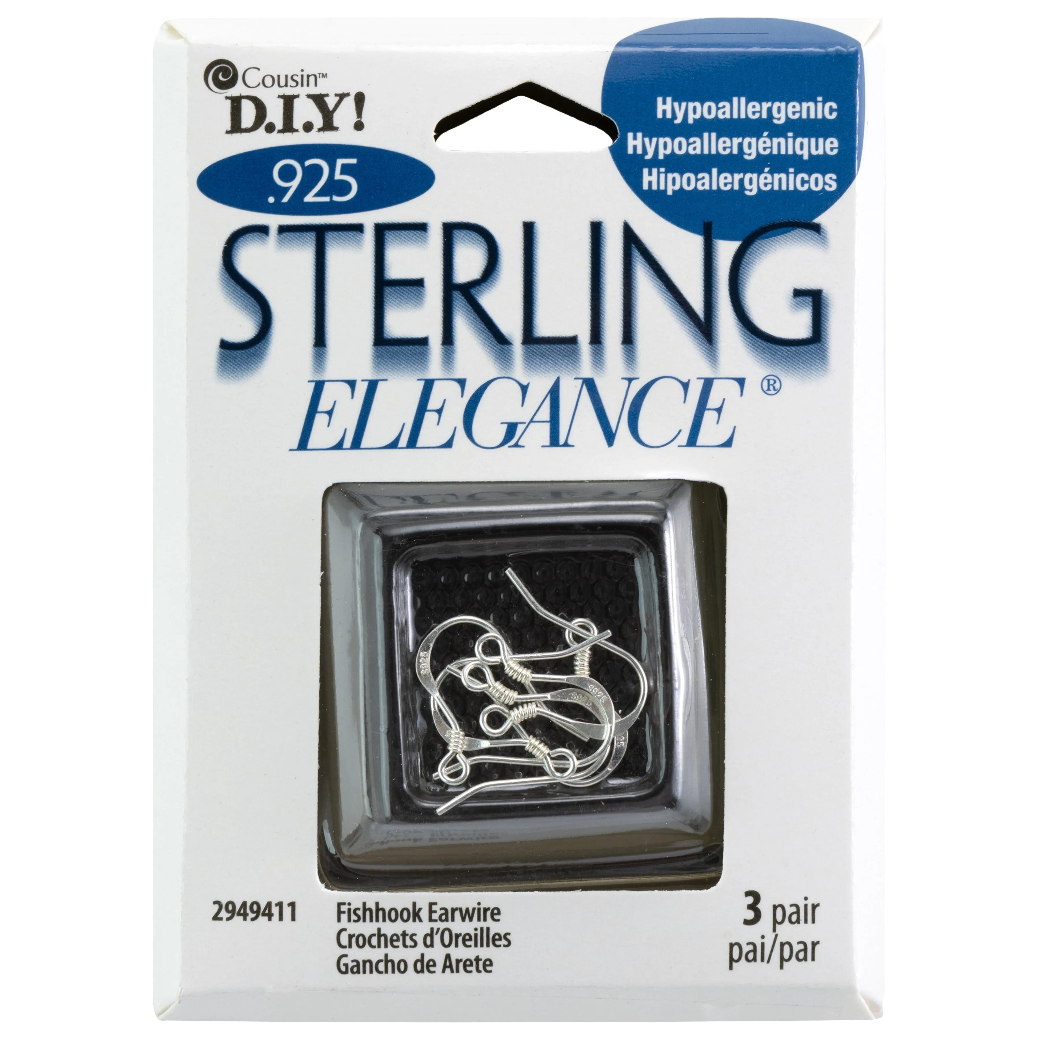 Sterling Silver Fishhook Earring Findings from Cousin Sterling Elegance, 6 pack
