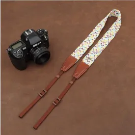 Weaving Style DSLR White  Handmade Leather Camera Strap 8784